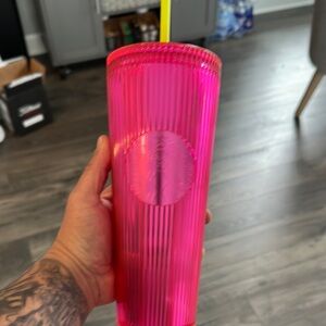 Starbucks Pink Tumbler with Yellow Straw